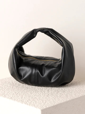 Milano Mini Hobo Bag, Black/Silver