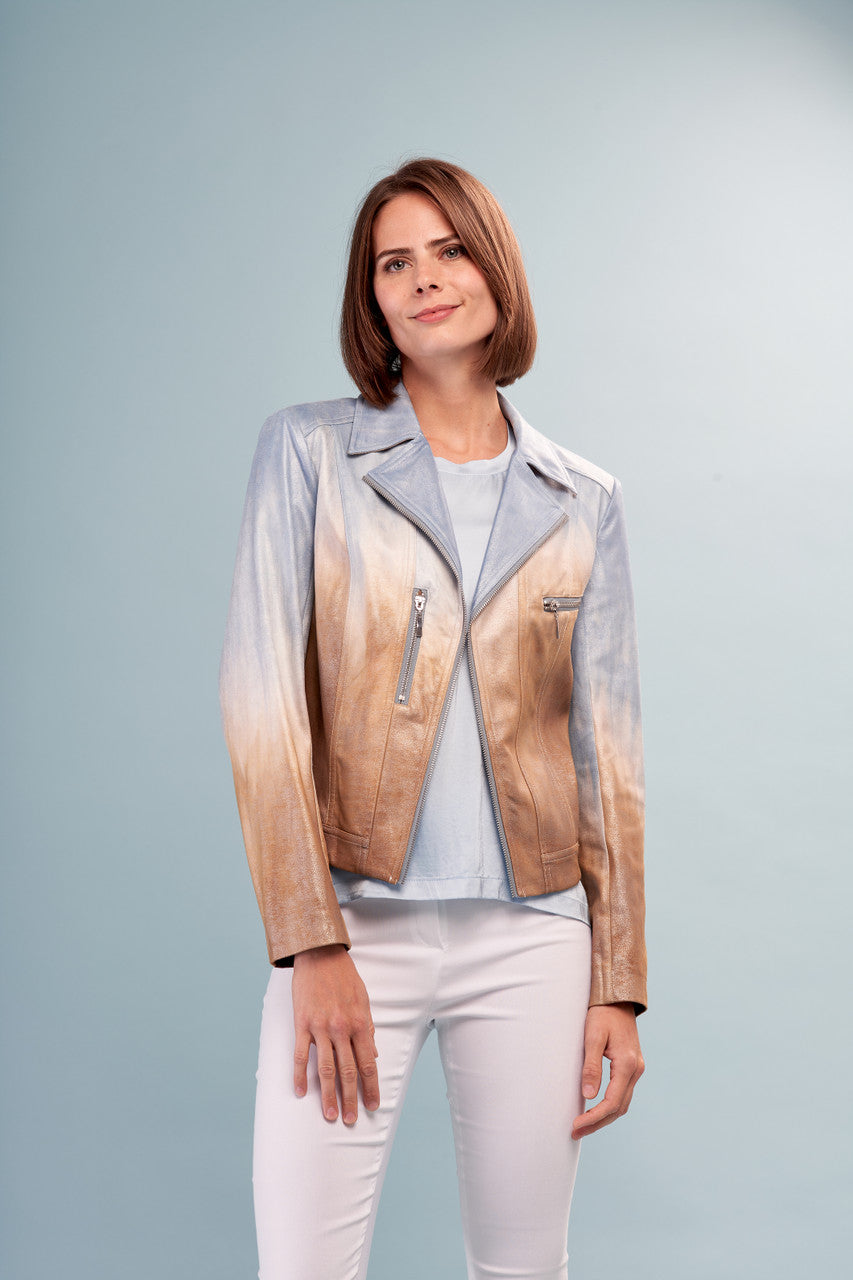 Metallic Ombre Vegan Moto Leather Jacket