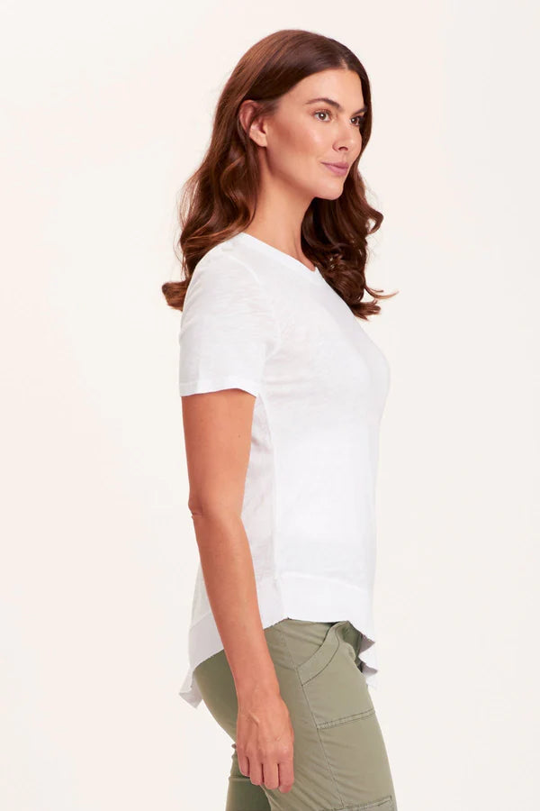 Lettie Tee Asymmetric Hemline/ White or Truffle