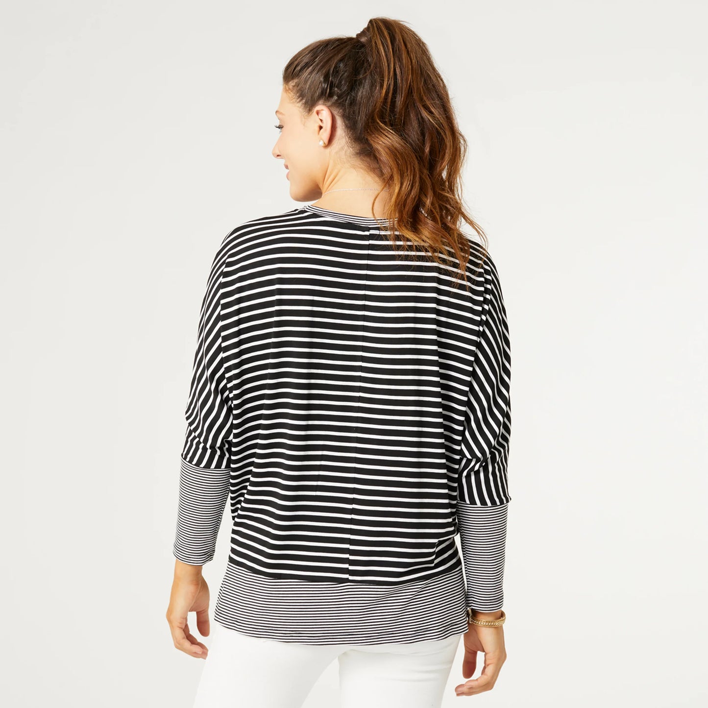 Calla Striped Dolman Top  Black