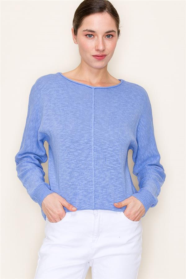 Boat neck dolman sleeve sweater