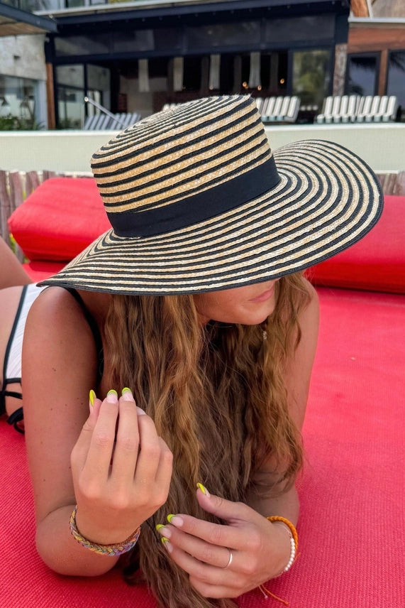 Kara Striped Boater Hat