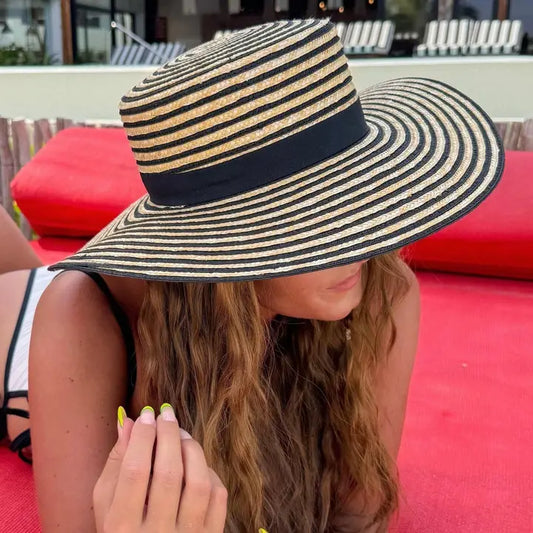 Kara Striped Boater Hat