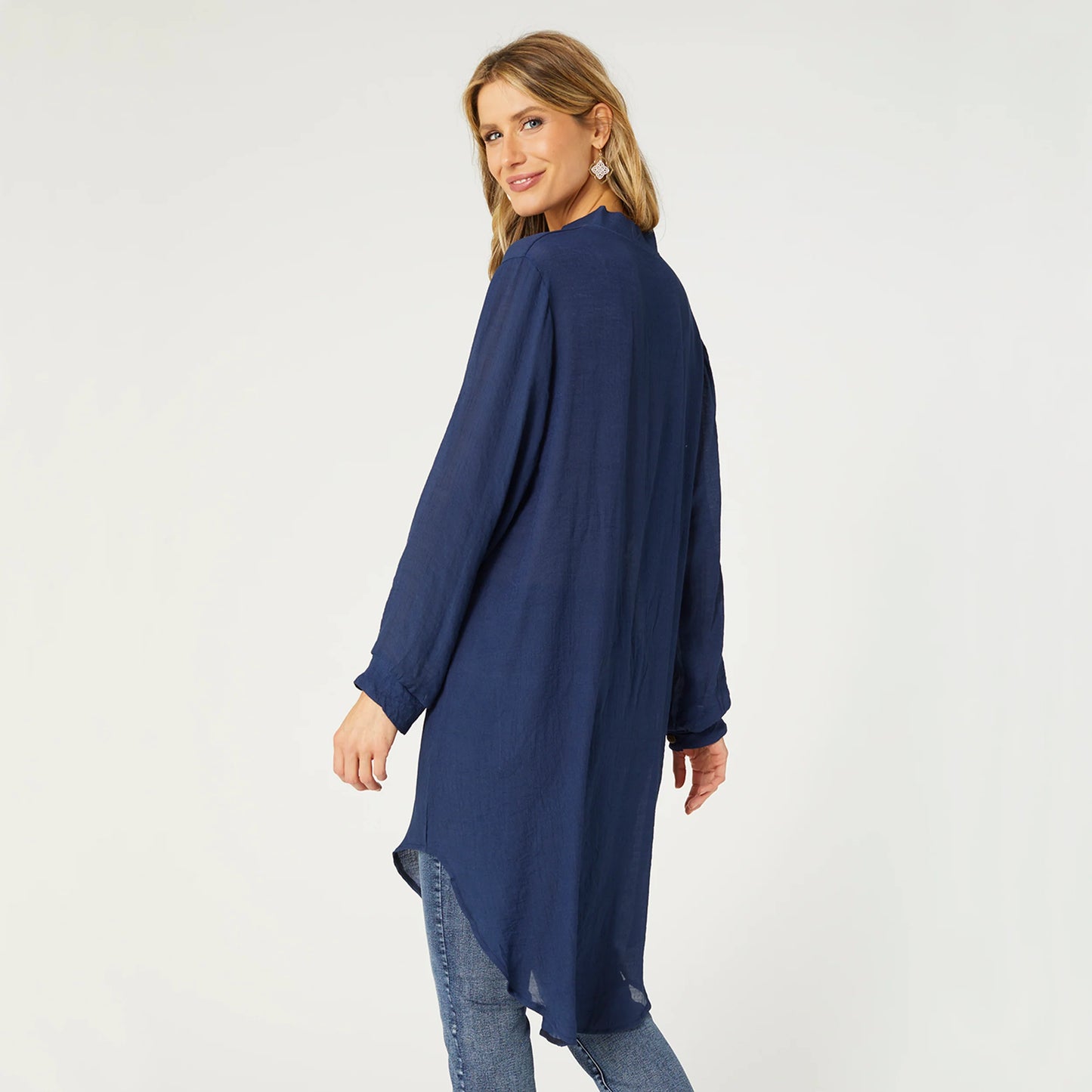 Angie Button Down Cardigan - Navy