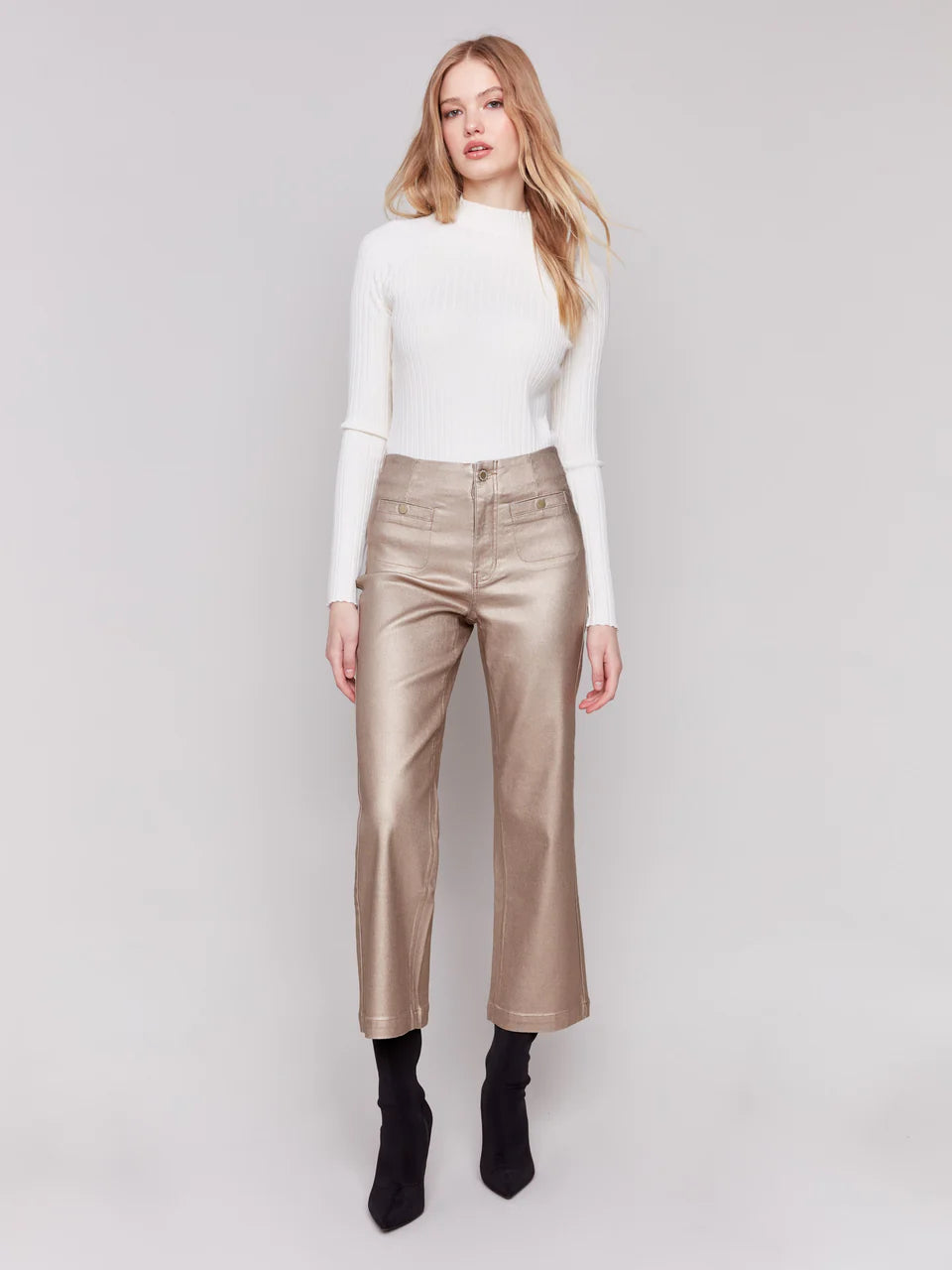 Shimmery Twill Pull On Pant w/Welt Pocket