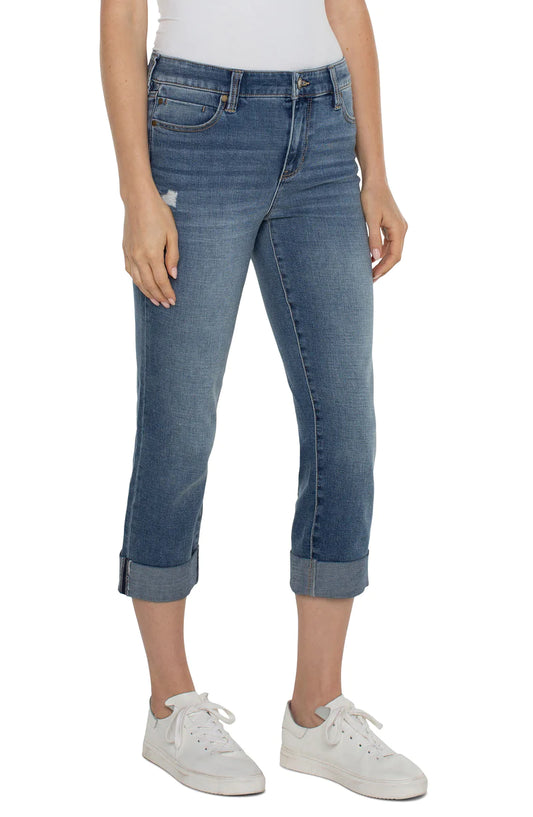 Liverpool Charlie Crop Wide Rolled Cuff Jean, Pactola