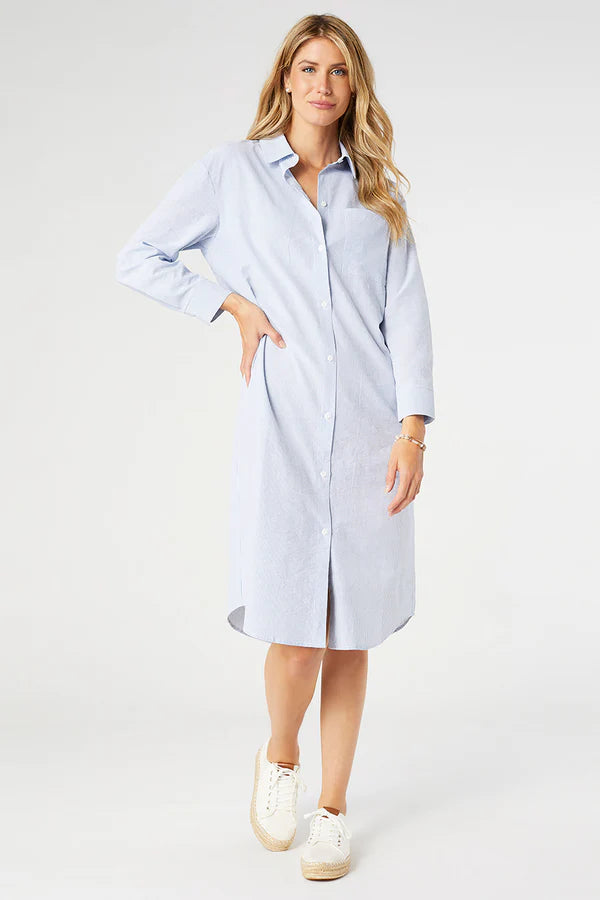 Brenna Button-up Maxi Dress Blue White Stripe