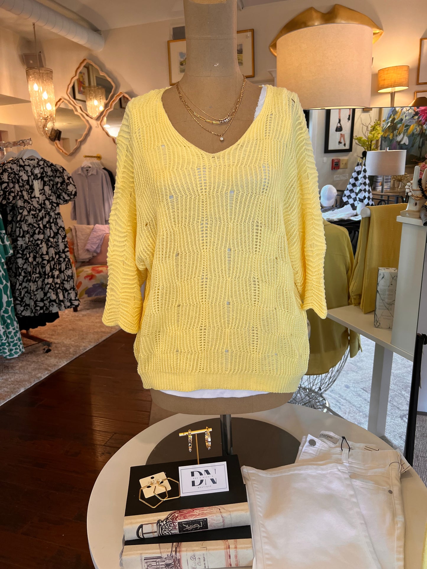 V Neck Sweater Soft Yellow