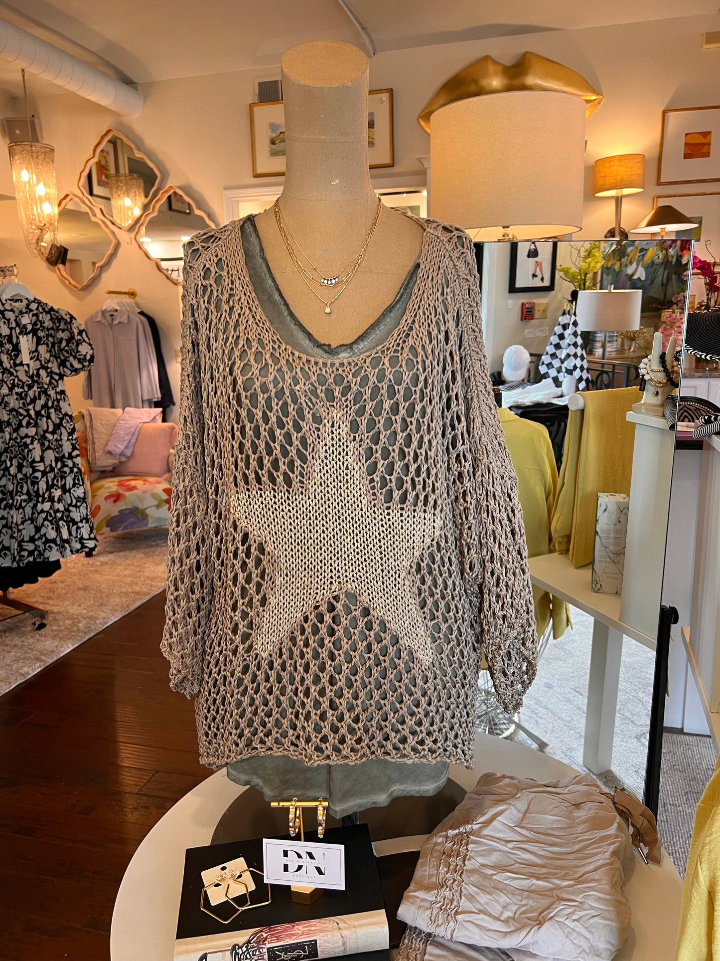 Crochet Sweater with Gold Metallic Star