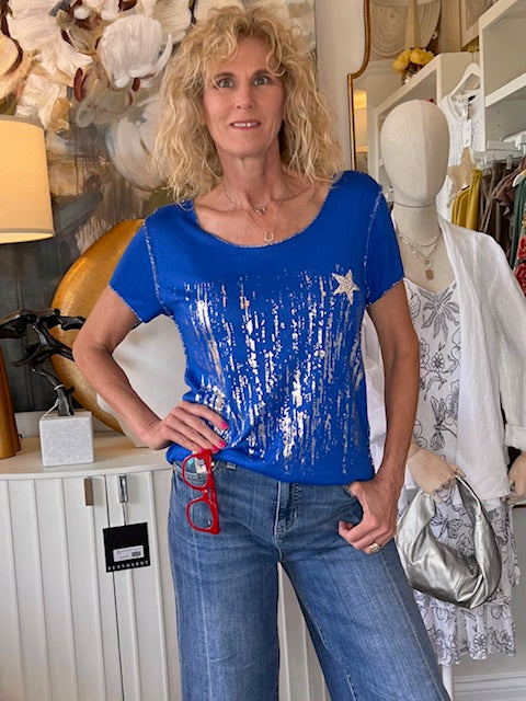 Bright blue star shirt