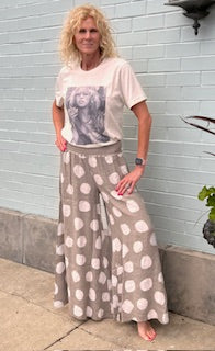 Linen Polka Dot Pant Wide Leg