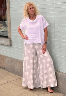 Linen Polka Dot Pant Wide Leg