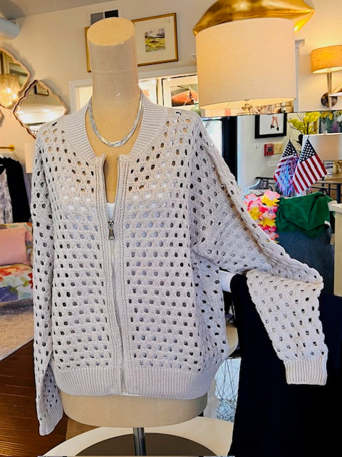 Zip Up Sweater in Stone color