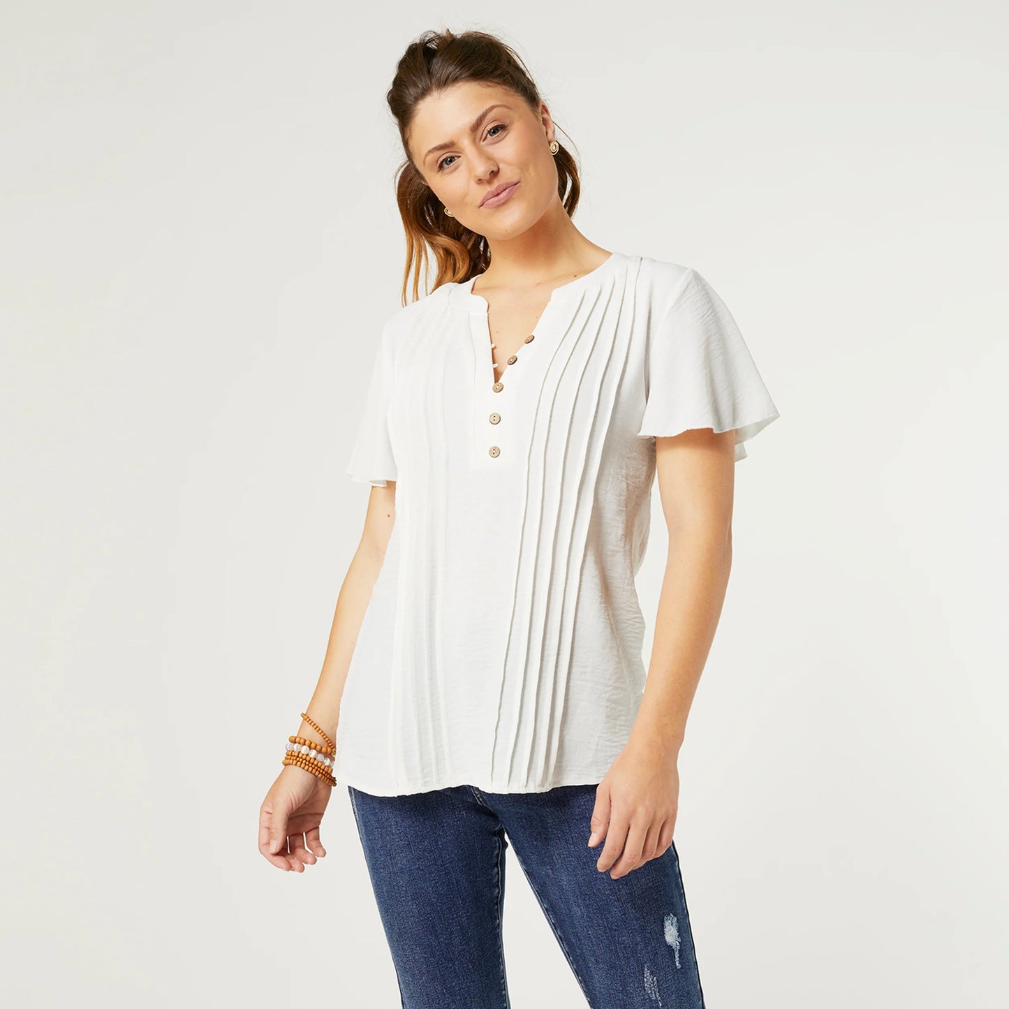 Savanna Button Down White Top