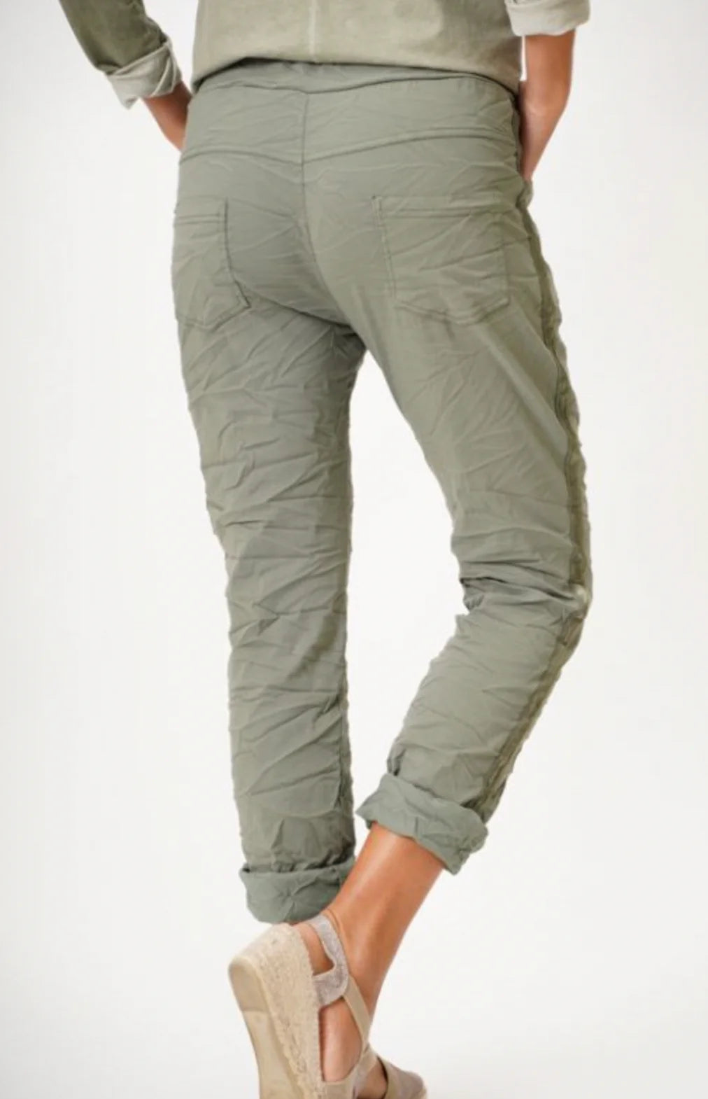 Italian Jogger With Ribbon Detail Dk Green