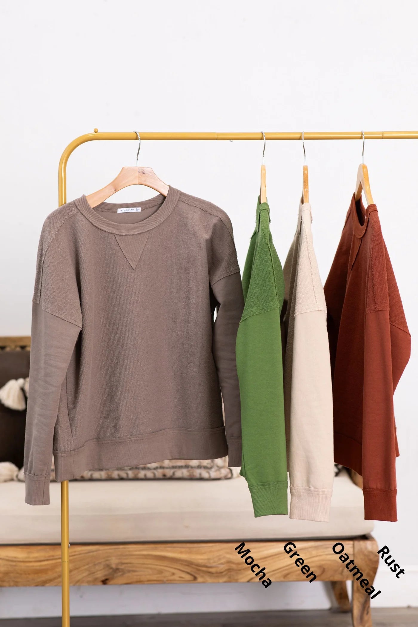 Crew Neck Terry Sweatshirt in Taupe