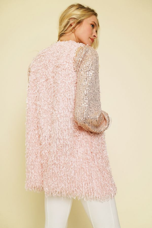 Faux Fur Open Vest - Pink