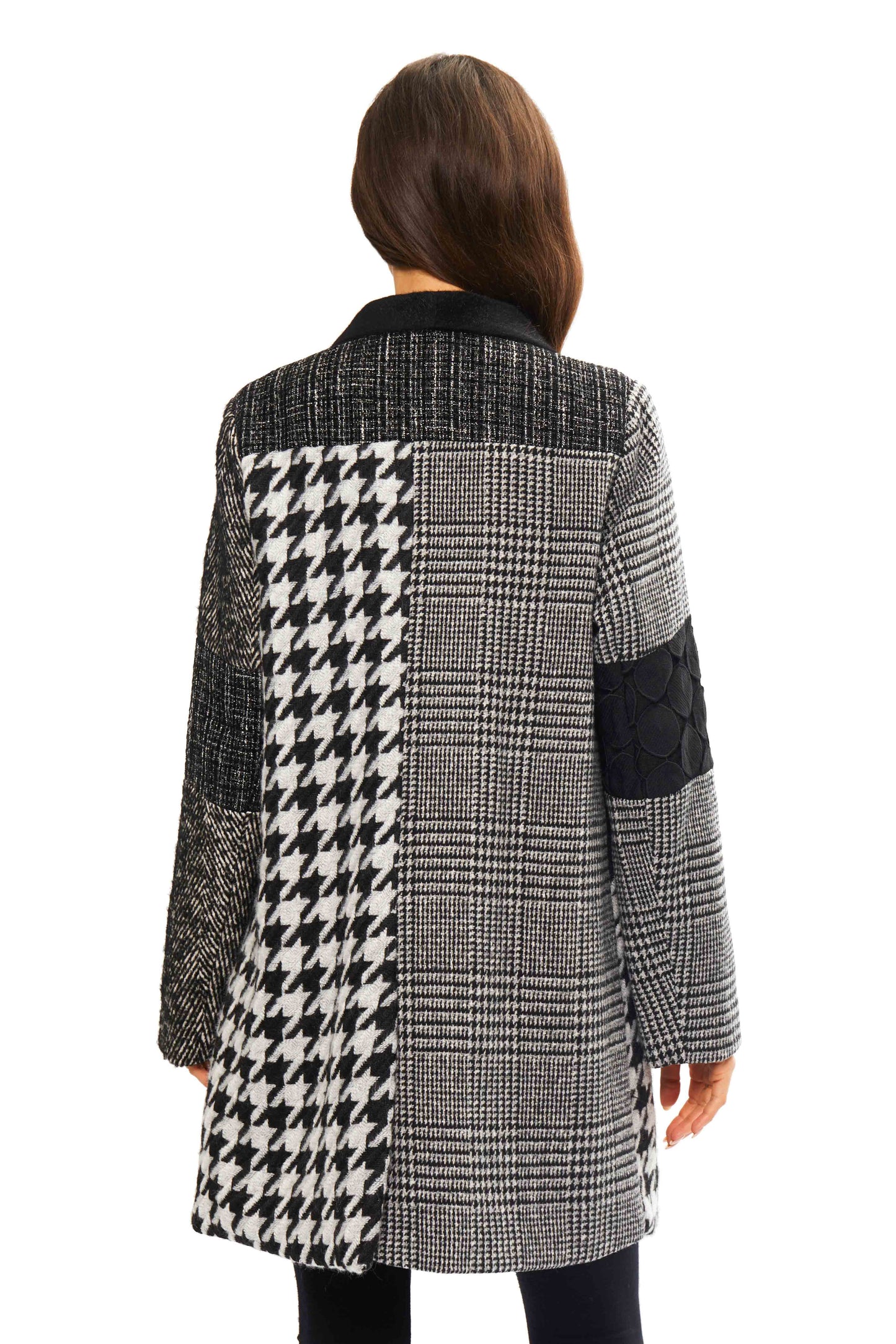 Black & White Multi Pattern Double breasted Coat