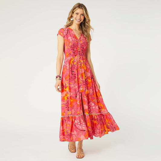 Aliya Maxi Dress Pink-Orange