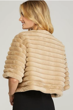 Half Sleeve Faux Fur Crop Jacket