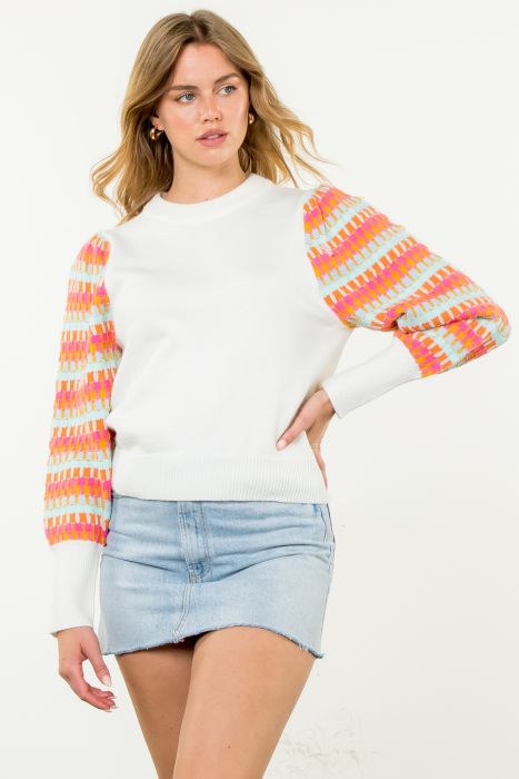 Bishop Sleeve Multi Color Sweater