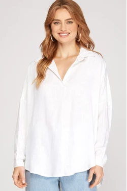 Long Sleeve Collard Oversize Blouse