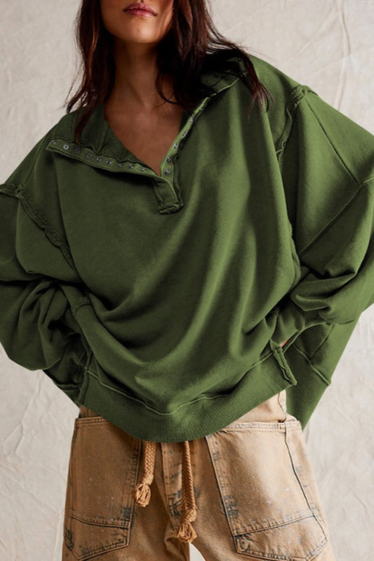 Half Button Oversized Sweatshirt