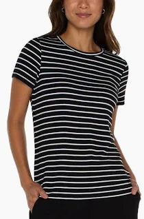 Short Sleeve Crew Neck Stripe top B/W