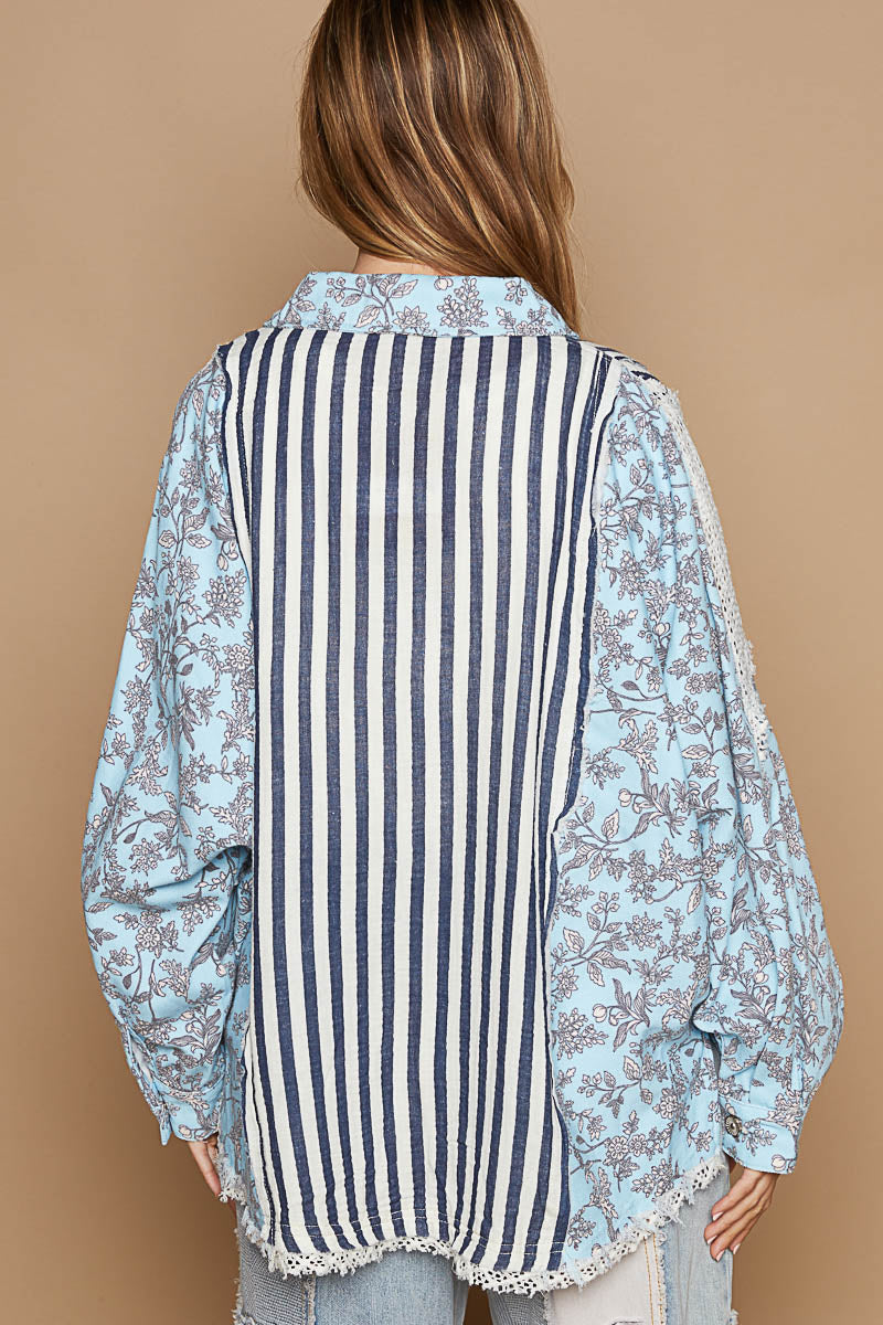 Oversized Multi Pattern Long Sleeve Shirt